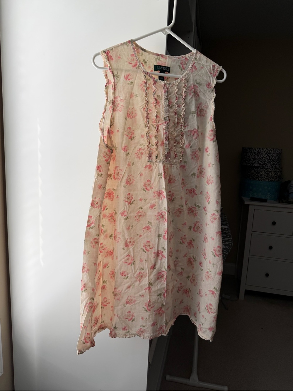 Ralph Lauren Cream Nightgown with Pink Floral Print